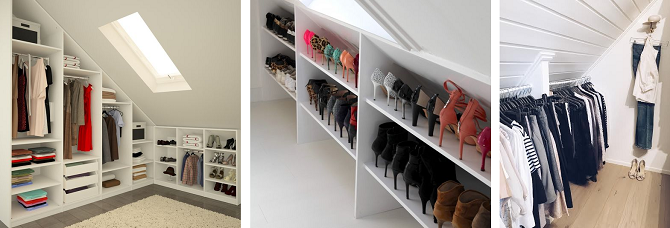 Inloopkast met schuine wanden