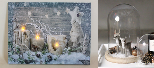 Kerststolp en kerstschilderijen met lichtjes