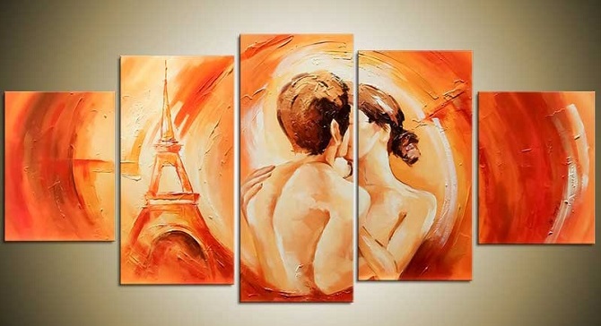 romantisch schilderij in de slaapkamer